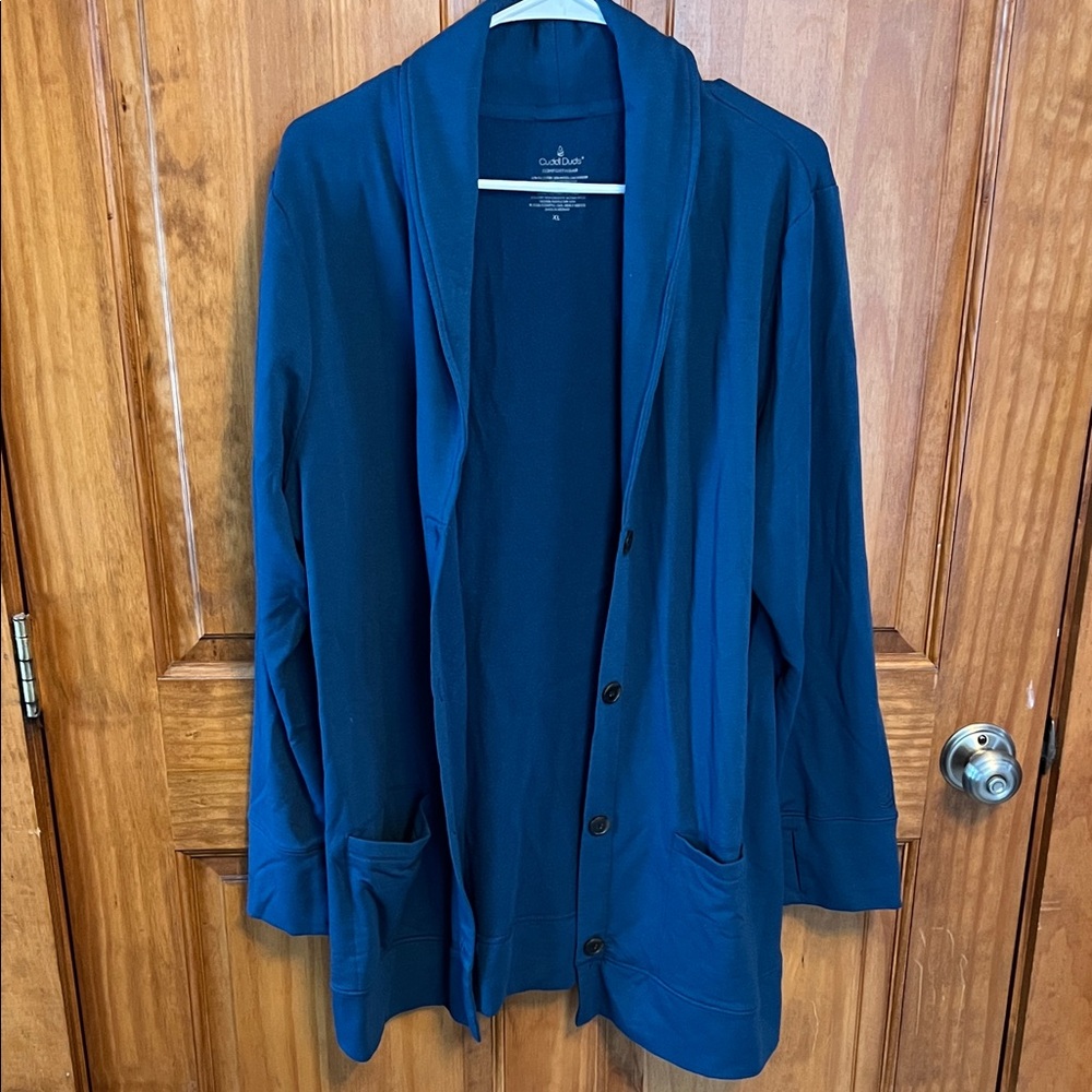 Cuddl Duds Women's Blue Cardigan Sweater